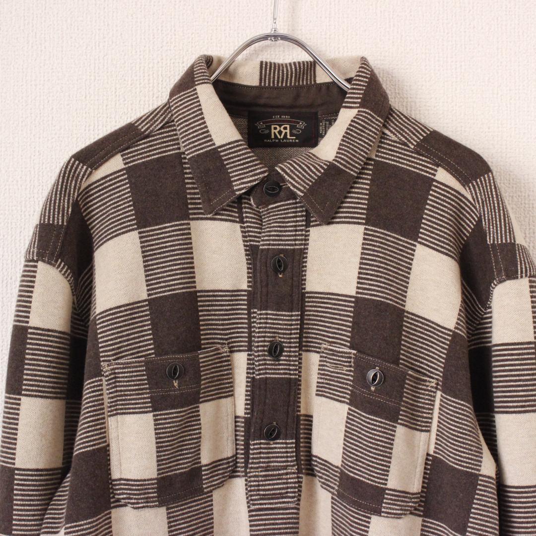 RRL チェック柄ネルシャツ プルオーバー Sサイズ ベージュ ブラウン