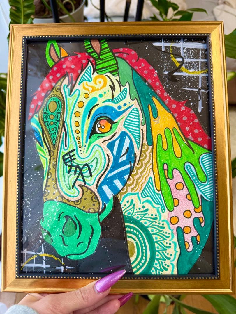 馬の絵 ゴールドフレーム