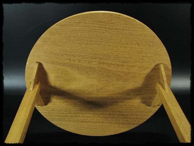 駒沢 利斎 利休好 桐 丸卓 棚物 茶道具 千家十職 指物師 共箱 f309