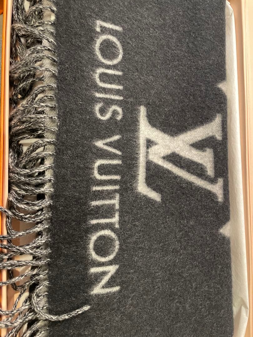 【新品未使用】LOUIS VUITTON マフラー ブラックグレー　カシミヤ