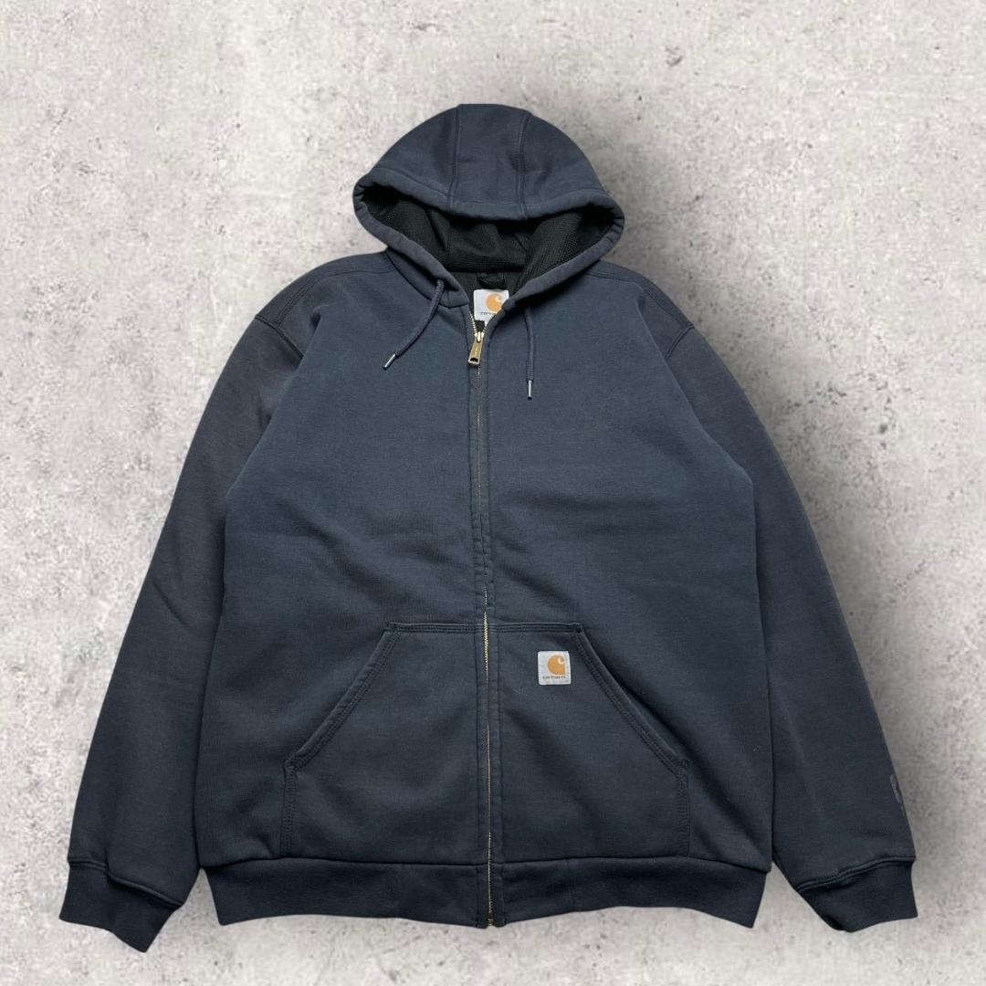 カーハート 裏サーマル ジップアップ パーカー ダブルフェイス ネイビー M