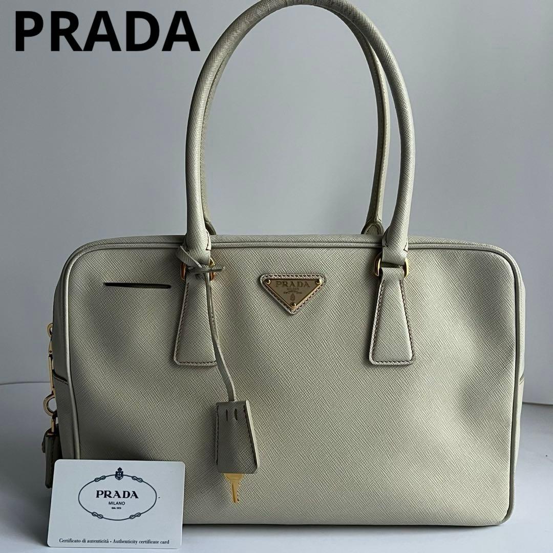 ✨極美品✨　PRADA ボストン　サフィアーノレザー　三角プレート　バッグ