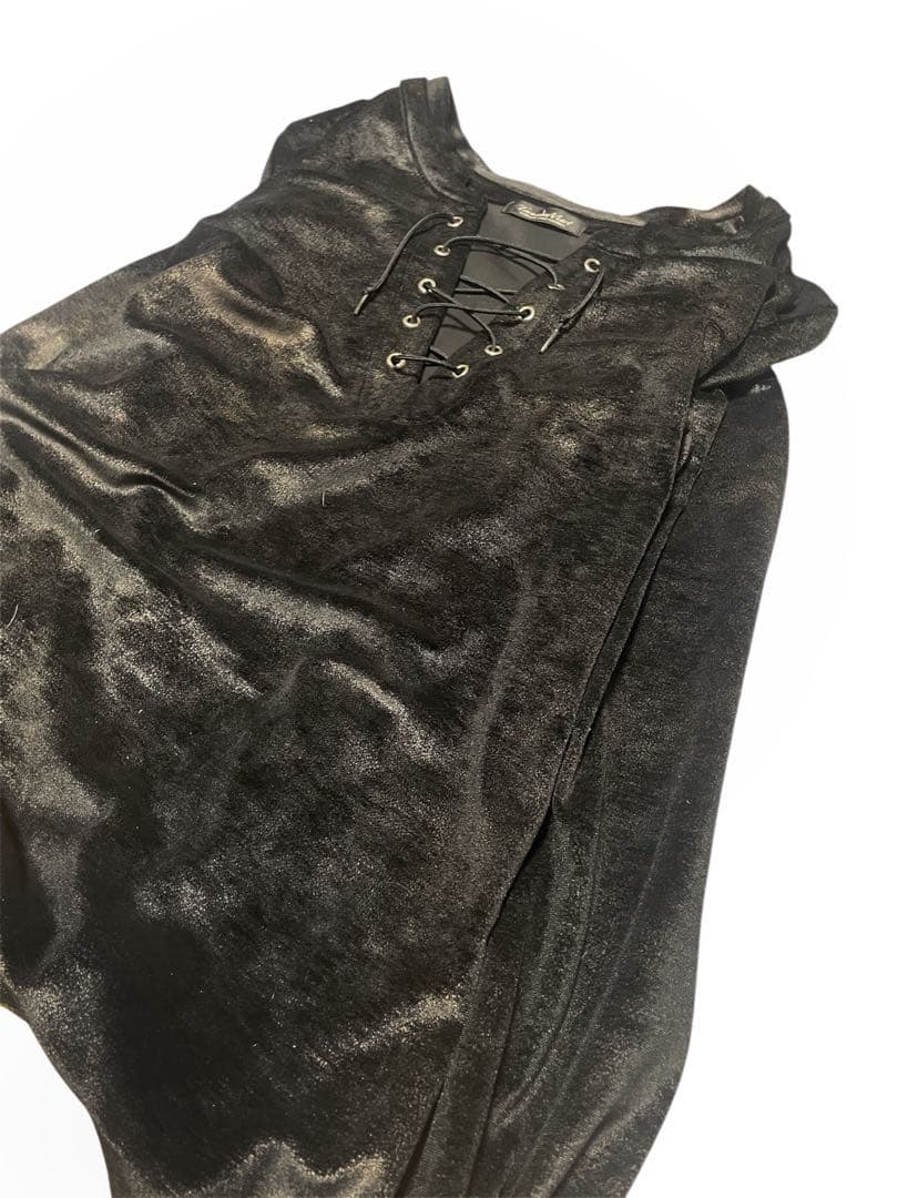 トップス 00s tornado mart vkei lace up velour y2k