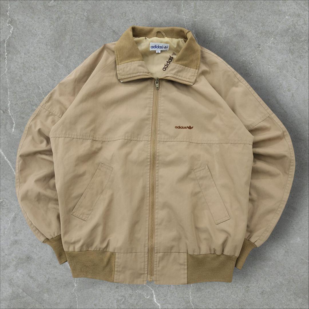 アディダス 70s ハリントンジャケット M ベージュ フルジップ トレフォイル