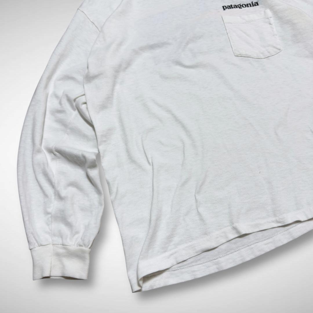 80sアメリカ製パタゴニアビンテージTシャツポケ付きロンT長袖白Lstedman
