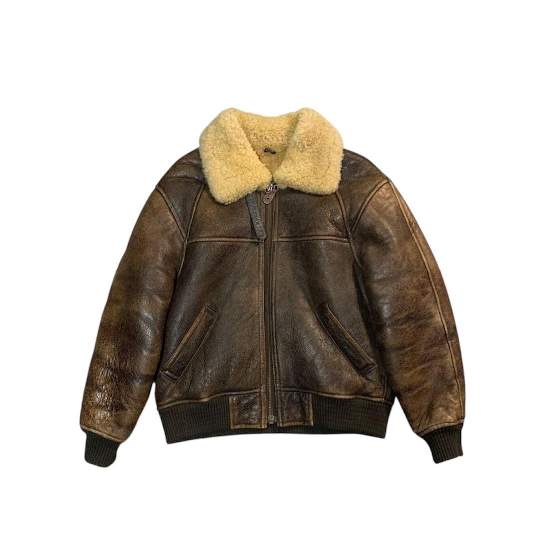 ジャケット・アウター 80s short real mouton bomber jacket