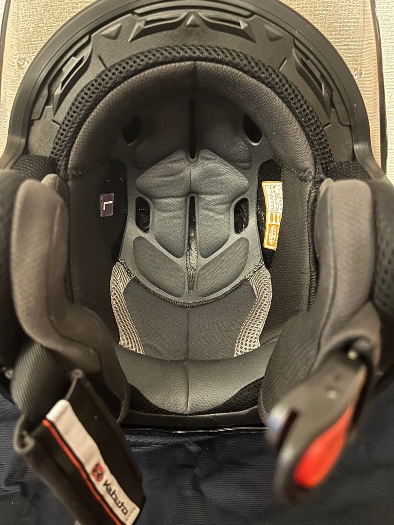 Kabuto ジェットヘルメット 黒/シルバー 収納袋付き