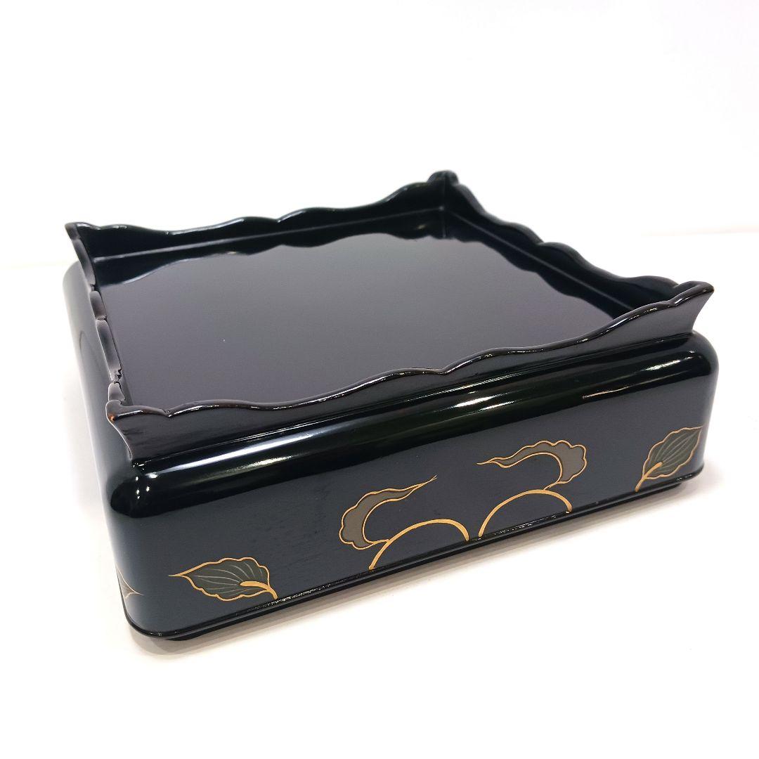 Y3113-2 大正期 漆器 金蒔絵 菓子器 18.3㎝ 共箱