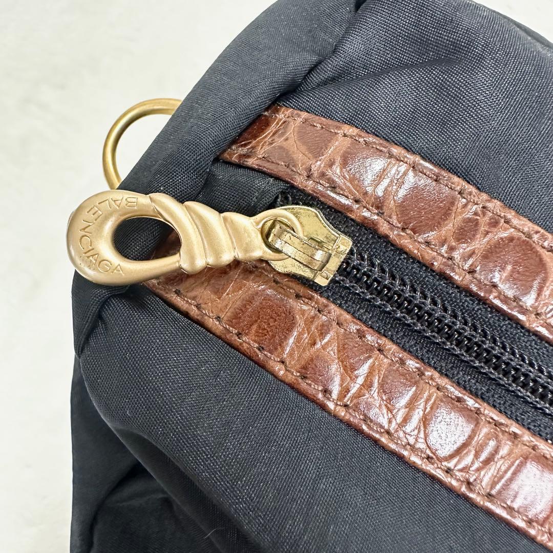 美品◎BALENCIAGA バレンシアガ BB ボストンバッグ クロコ型押し