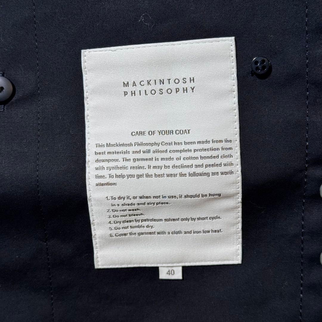 美品 マッキントッシュフィロソフィー ステンカラーコート ライナー 40 濃紺