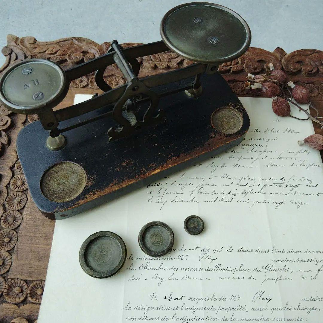 フランス蚤の市　レタースケール　オモリ3個セット　NB　アンティーク