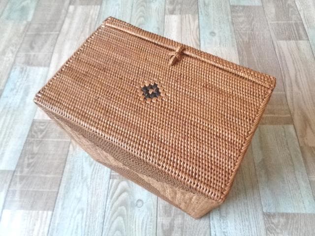 四角ボックス●フタ付●柄入●アタ●バリ島●1027.2●大きめタイプ