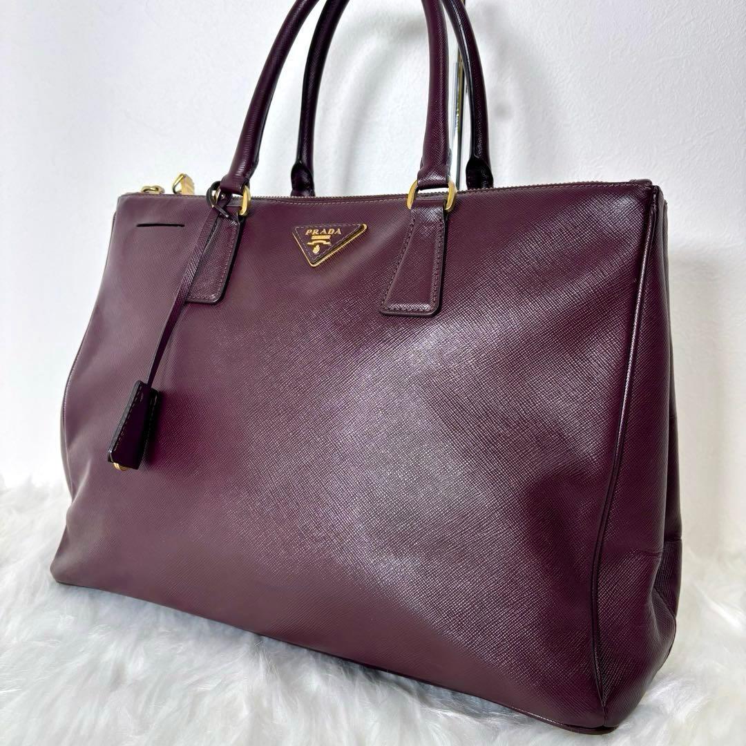 ✨PRADA プラダ ガレリア トートバッグ バーガンディ サフィアーノレザー