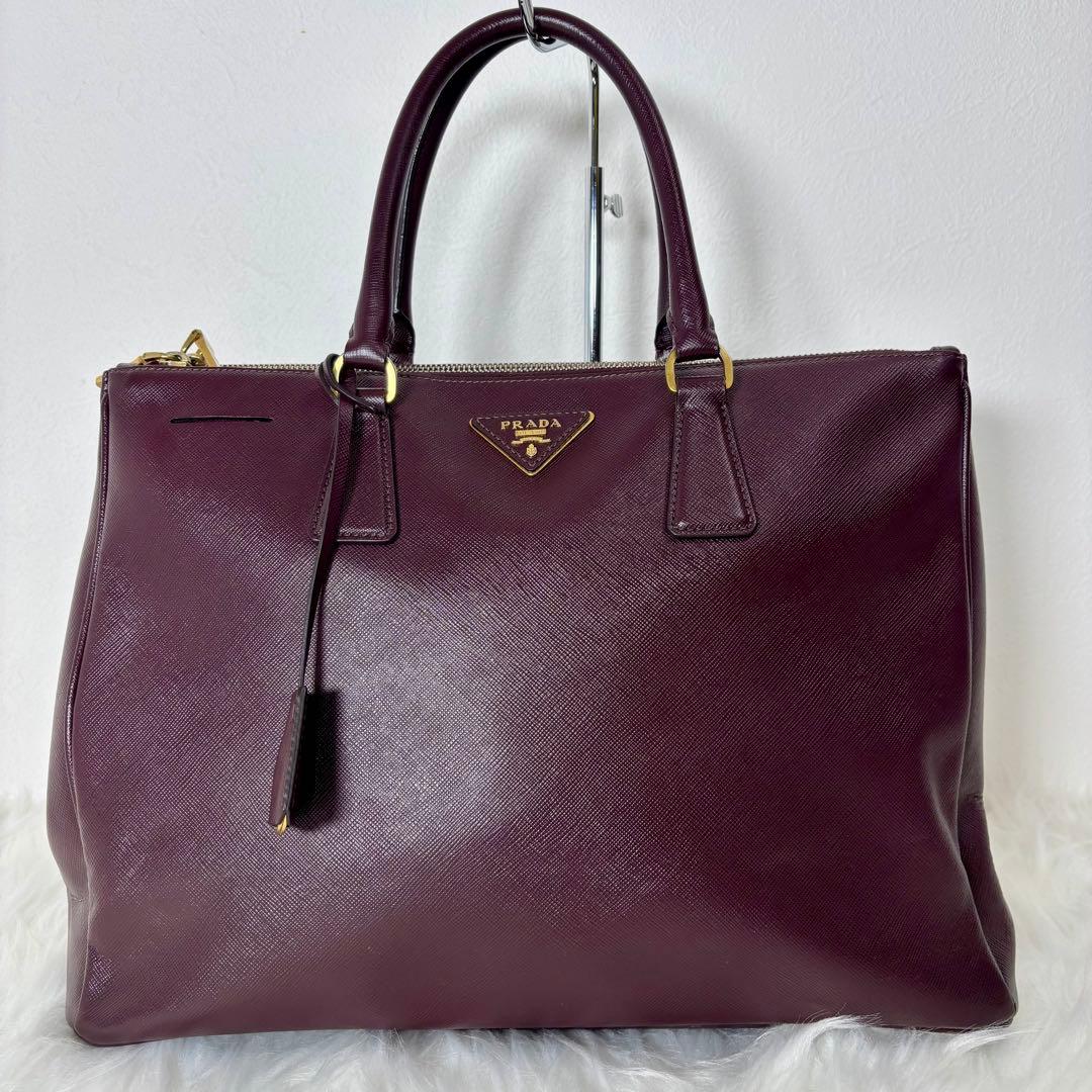 ✨PRADA プラダ ガレリア トートバッグ バーガンディ サフィアーノレザー