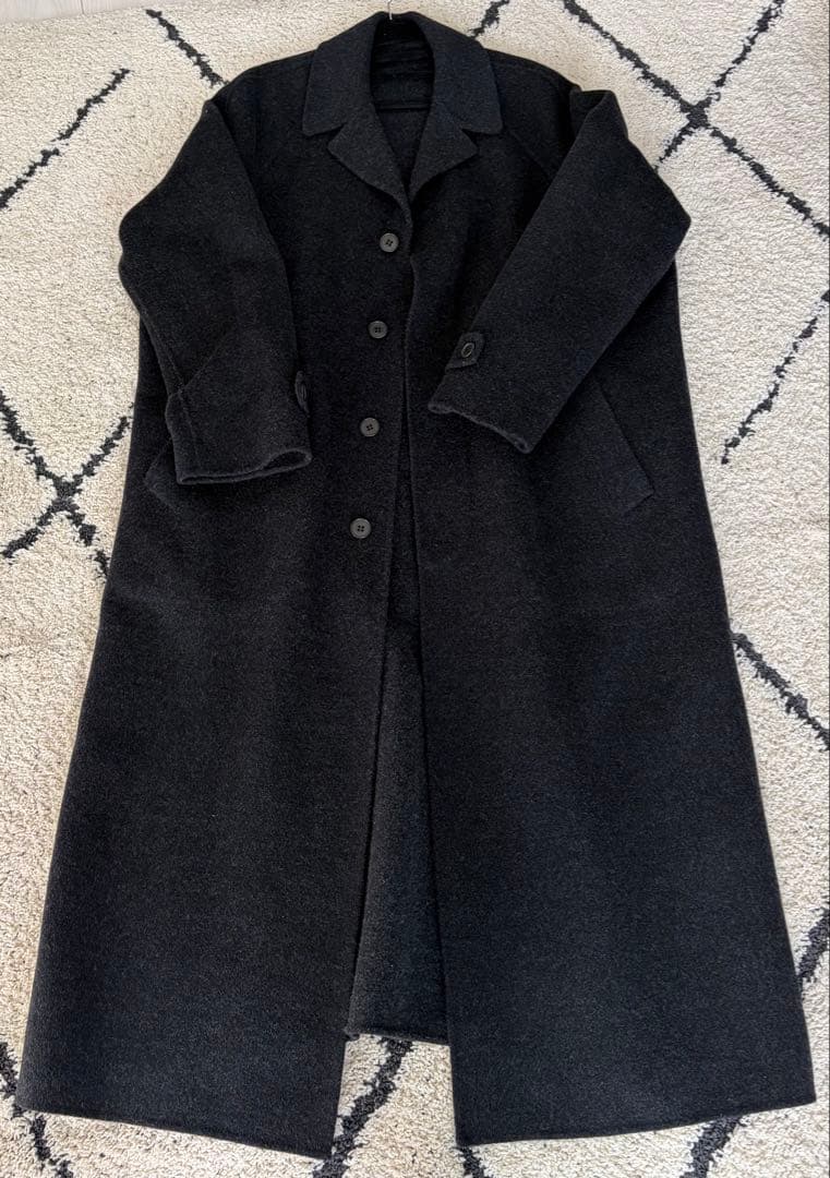 ダークグレー ステンカラーコート オーバーサイズ