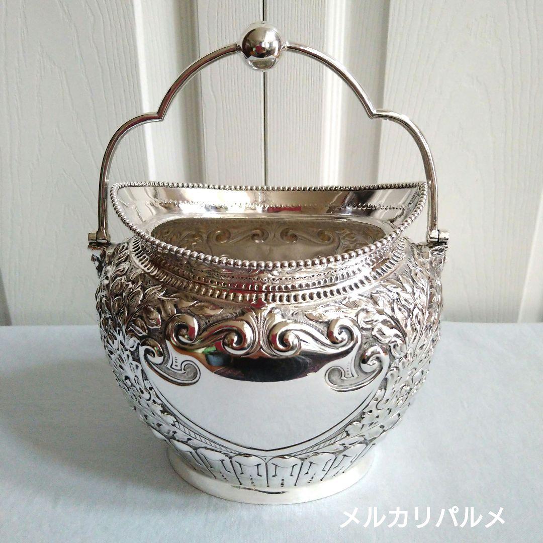 アンティーク　シルバー　銀メッキ　ビスケットバレル　アイスペール　花器　英国製