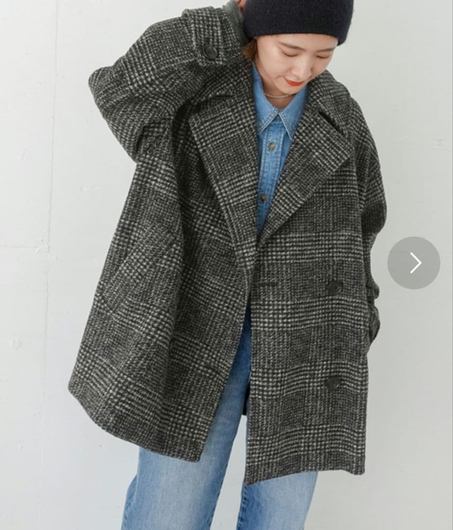 スピックアンドスパン　Wスライバーチェックハーフコート