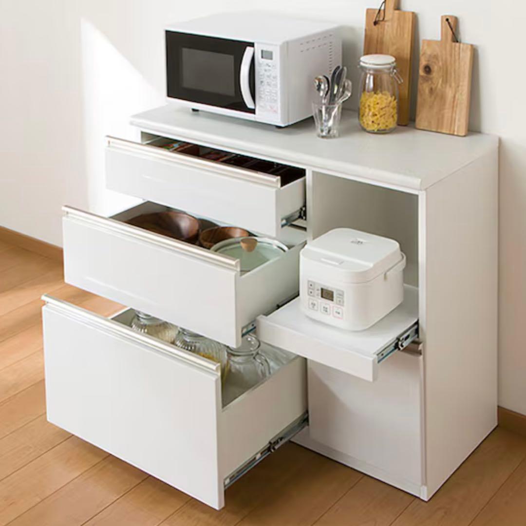 ニトリ キッチンボード キッチンカウンター アルミナ 幅100cm ホワイト