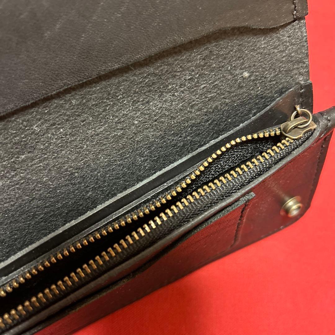 トラッカーウォレット ブラック オイルサドルレザー 本革 ハンドメイド 長財布