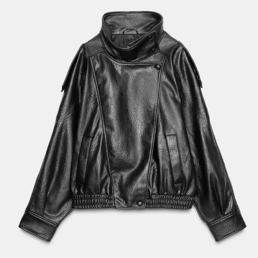新品ZARA フェイクレザージャケットM