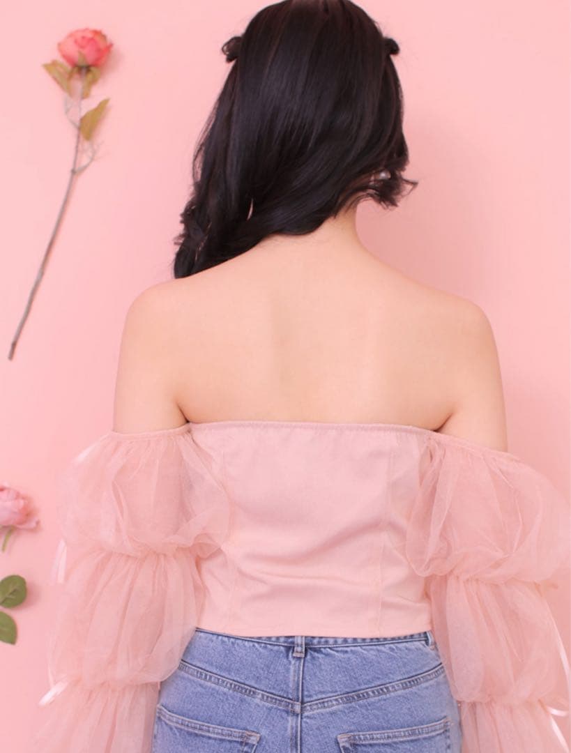 新品未使用♡ m me eme エムミーエメ キャンディスリーブチュールトップス