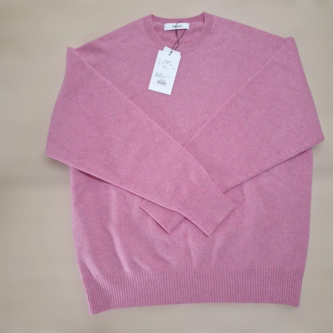 エブール　ゲージカシミア　クルーネックニット　プルオーバー38Mピンク