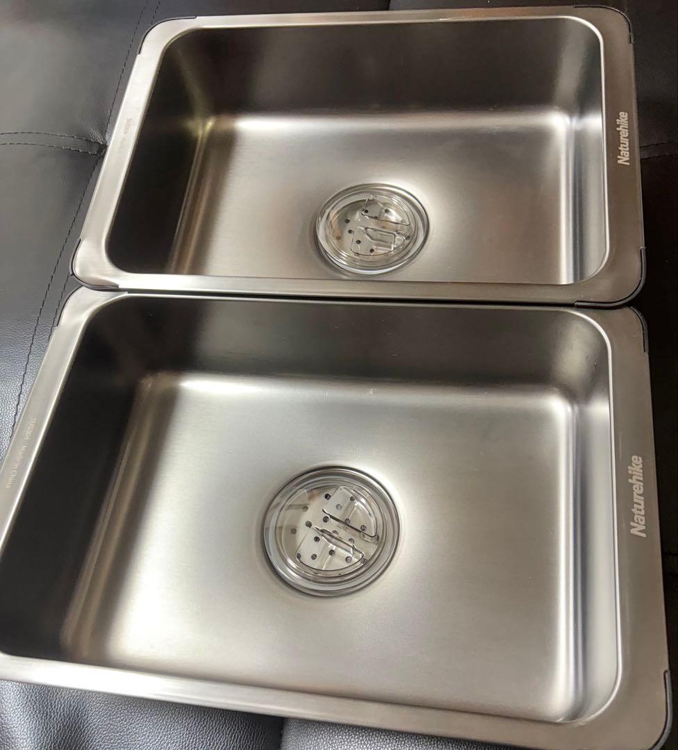 【2個セット】 ネイチャーハイク ステンレス製キャンプ用シンク