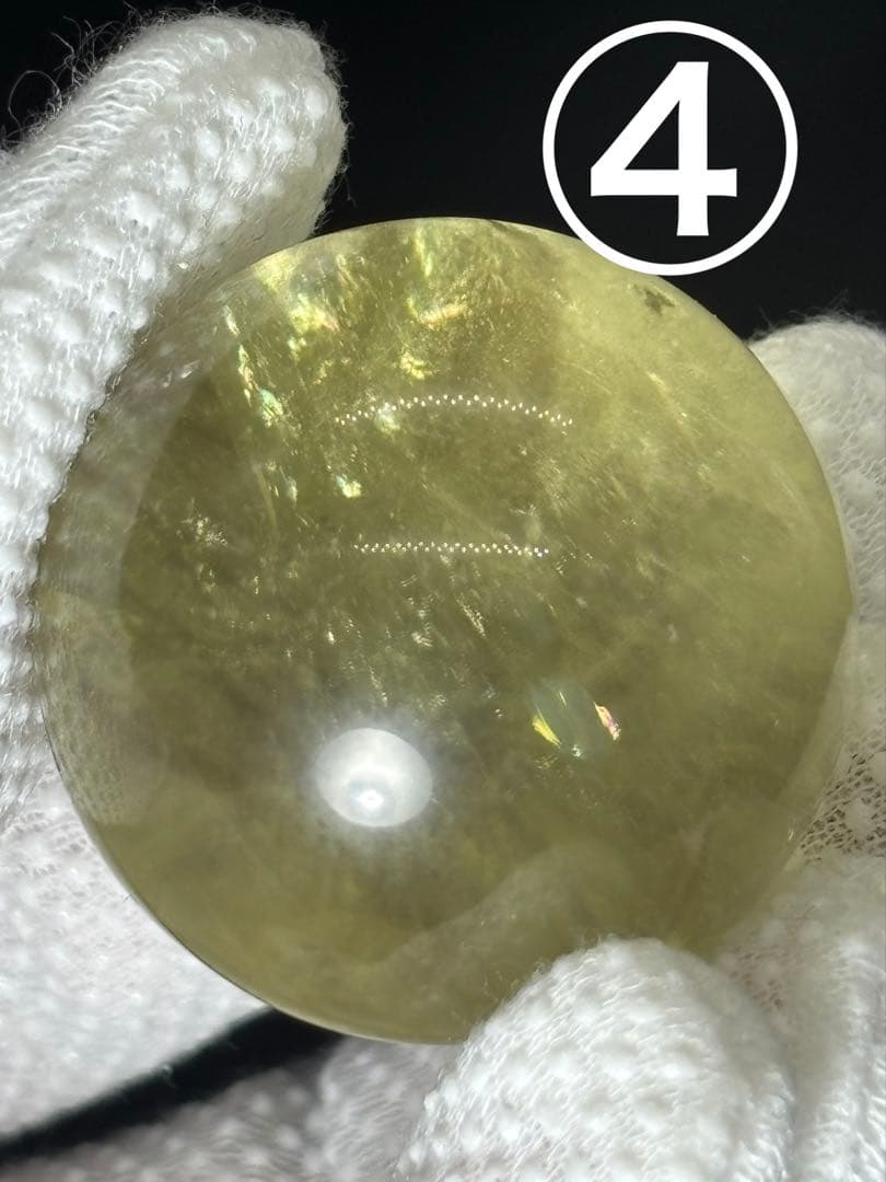 天然石　金運　アイリスシトリンスフィア　台座付き　透明、大量虹入り