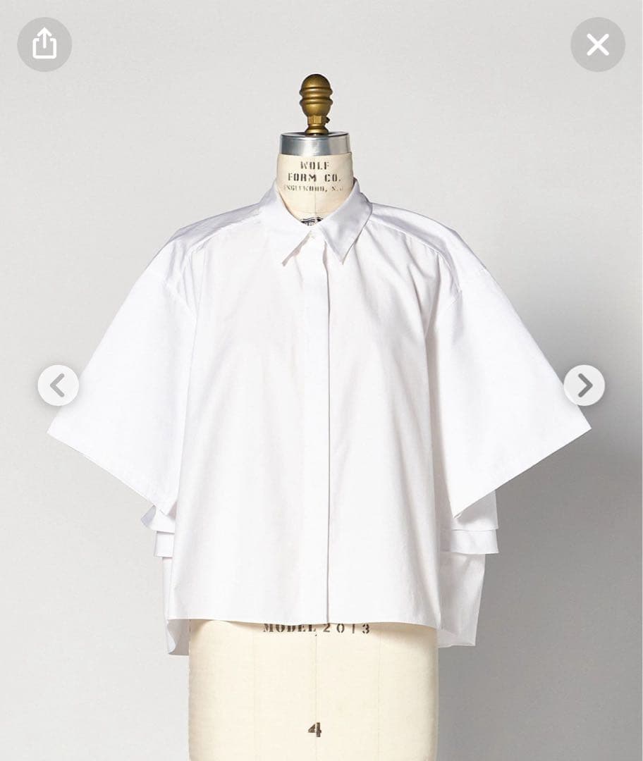 Drawer コットンタイプライターブラウス フリル 白 36 定価59400円