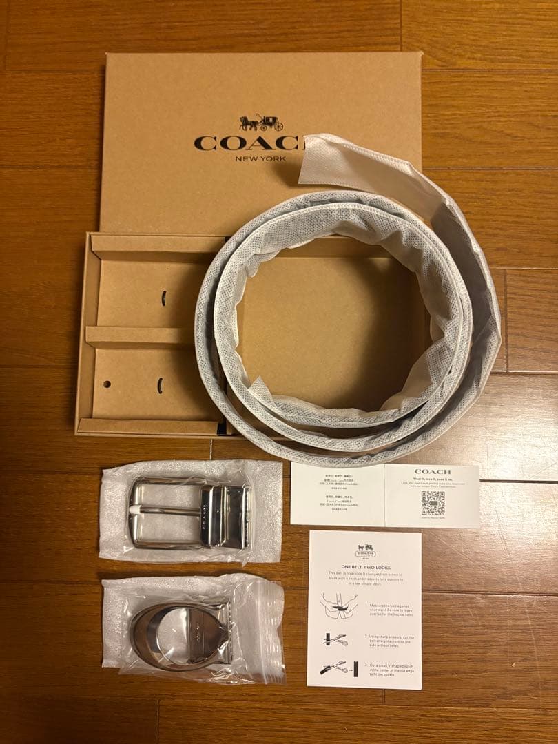 COACH コーチ リバーシブル シグネチャーベルト　シルバーバックル　回転可能