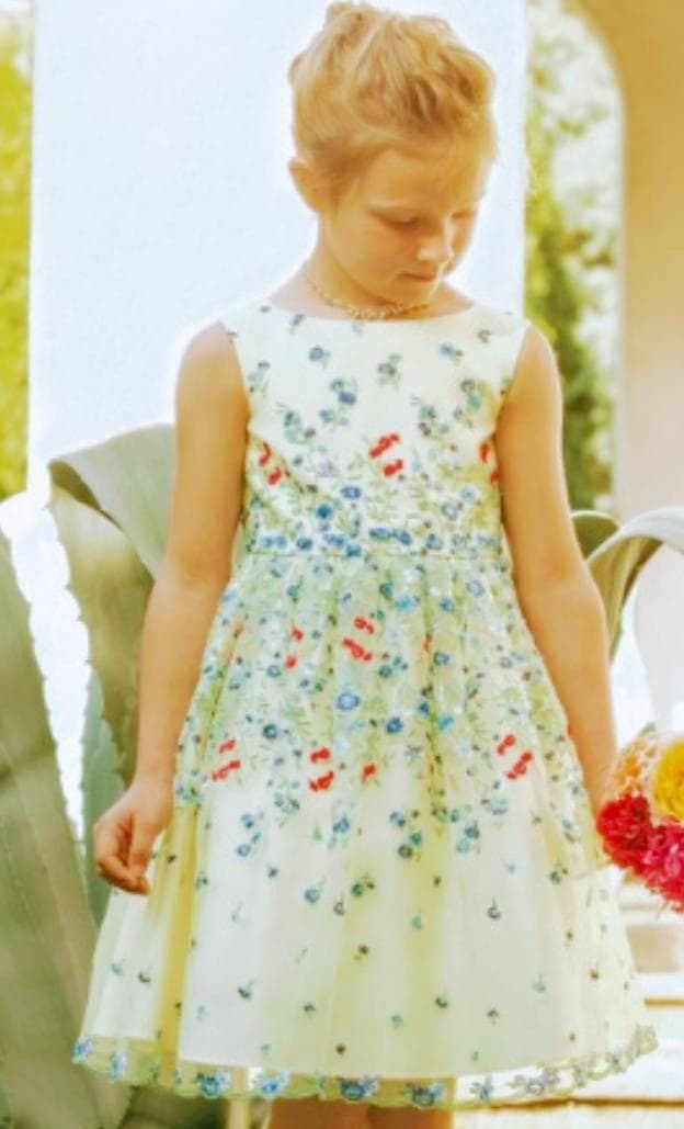 新品　トッカバンビーニ　ワンピース　ドレス　イエロー　花柄　130　3630