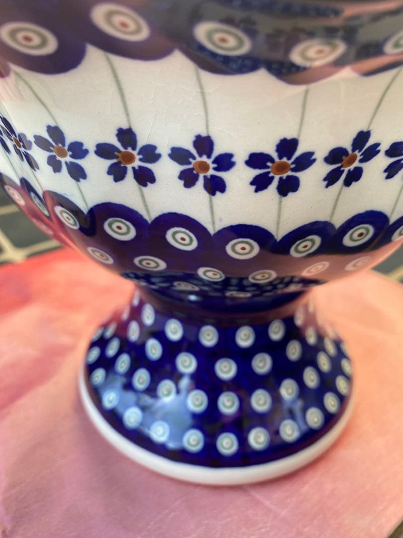 ポーリッシュポタリー[ポーランド食器・陶器] 脚付ボウル