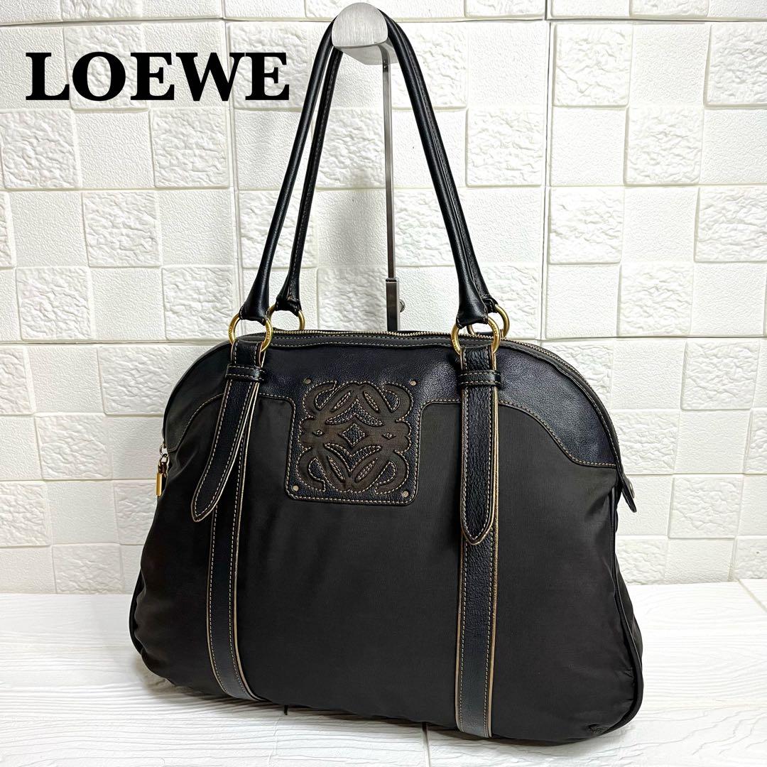 ✨上美品✨☘️LOEWE☘️✨トートバッグ✨肩掛け✨アナグラム✨ナイロンレザー✨