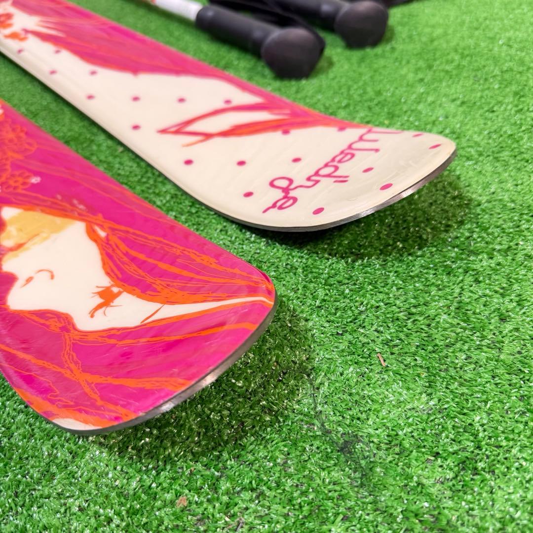 美品　スキー　板　ビンディング　ステッキ　レディース　ケース付　ジュニア　140