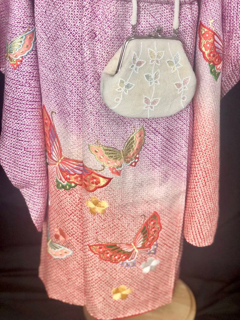 Amy　【総絞り】七五三　7歳　刺繍　着物　四つ身　全通　袋帯　セット