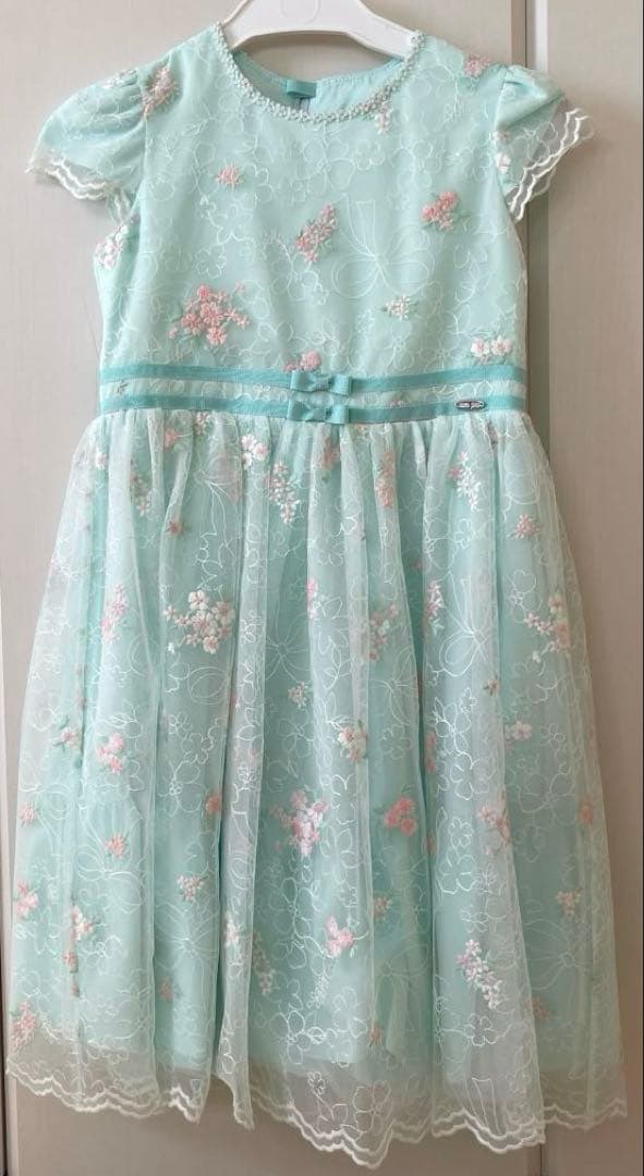 mezzo piano 花刺繍チュールレース　ワンピース　フォーマル　130