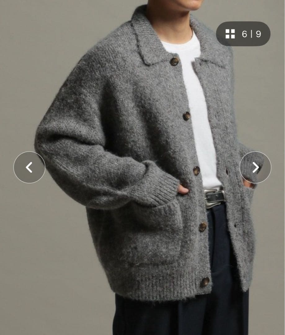 【LURAKU】Shaggy Knit Polo Cardigan グレー完売
