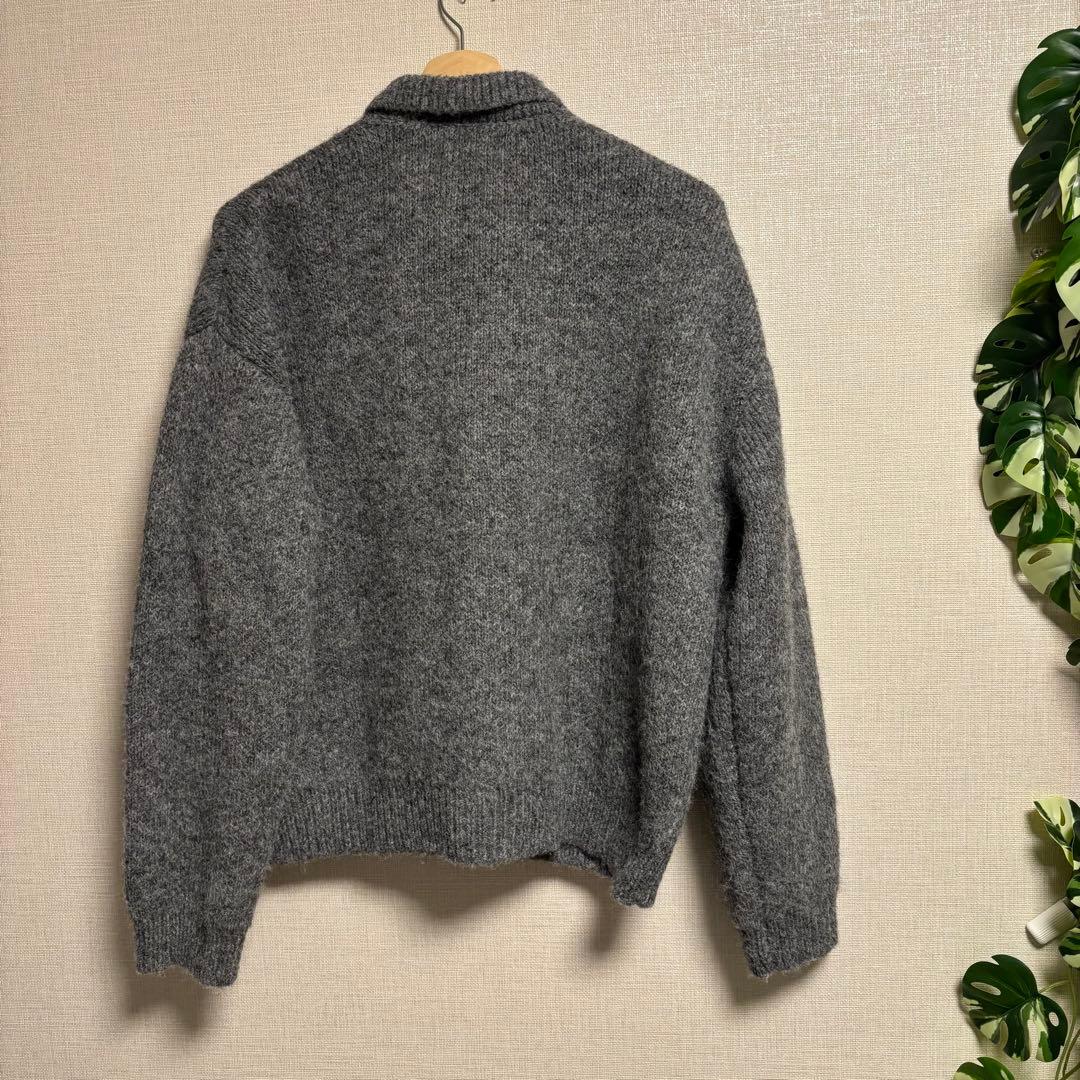 【LURAKU】Shaggy Knit Polo Cardigan グレー完売