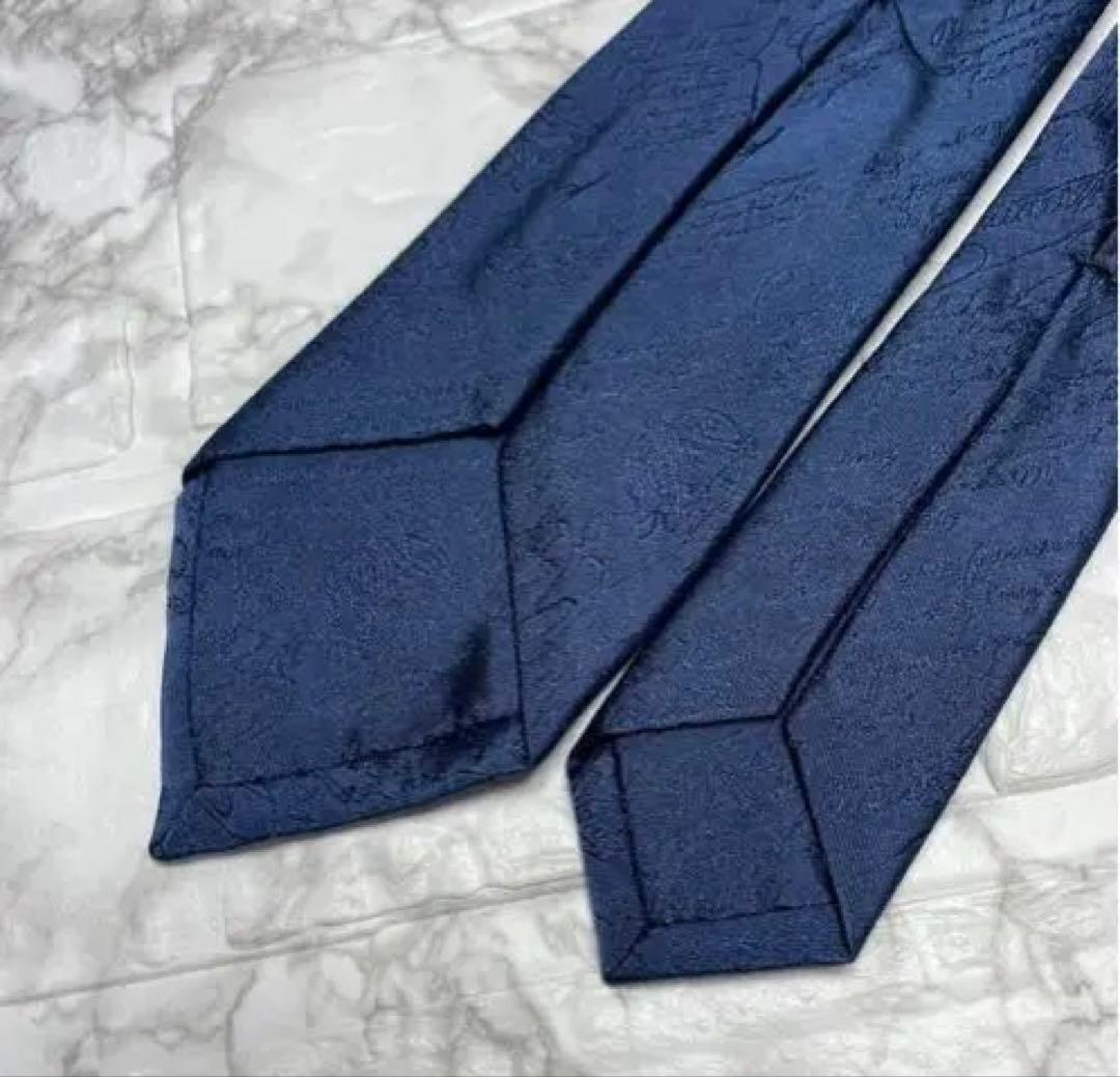 BERLUTI ベルルッティ ネクタイ ブルー カリグラフィ 英字 箱付き