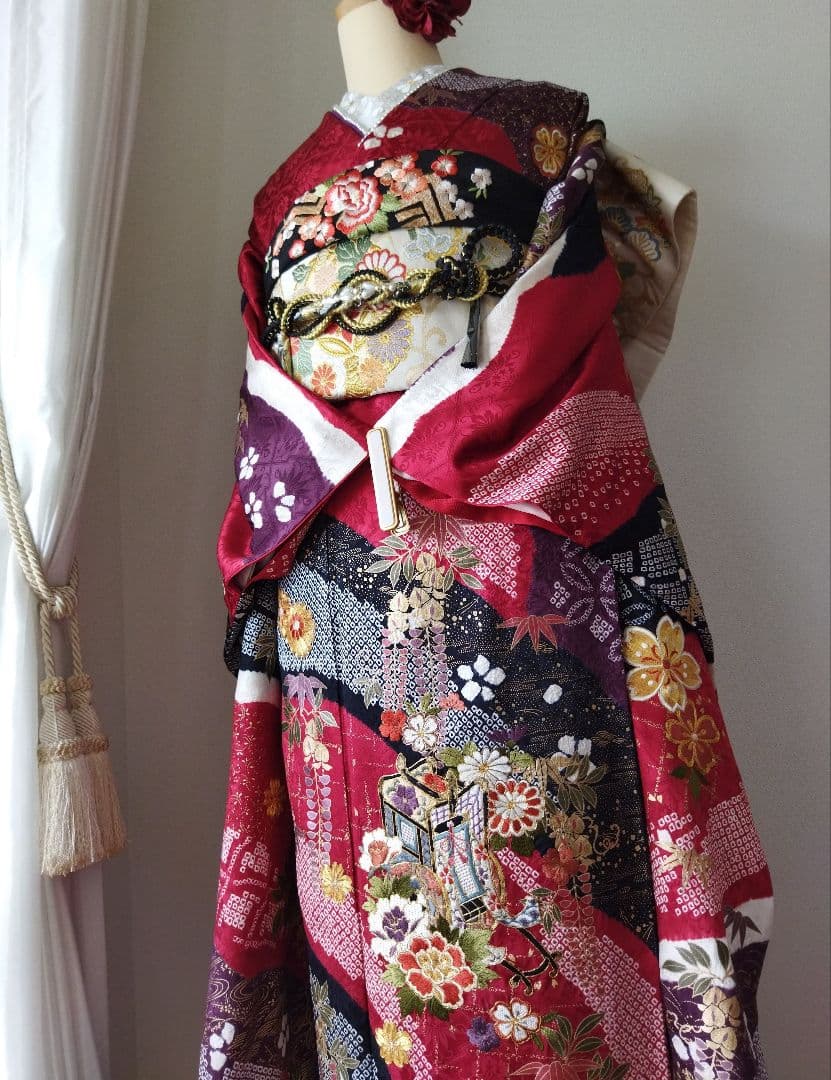 まんまる様　428.絞り刺繍振袖7点セット 正絹フルセット成人式 京都きもの友禅