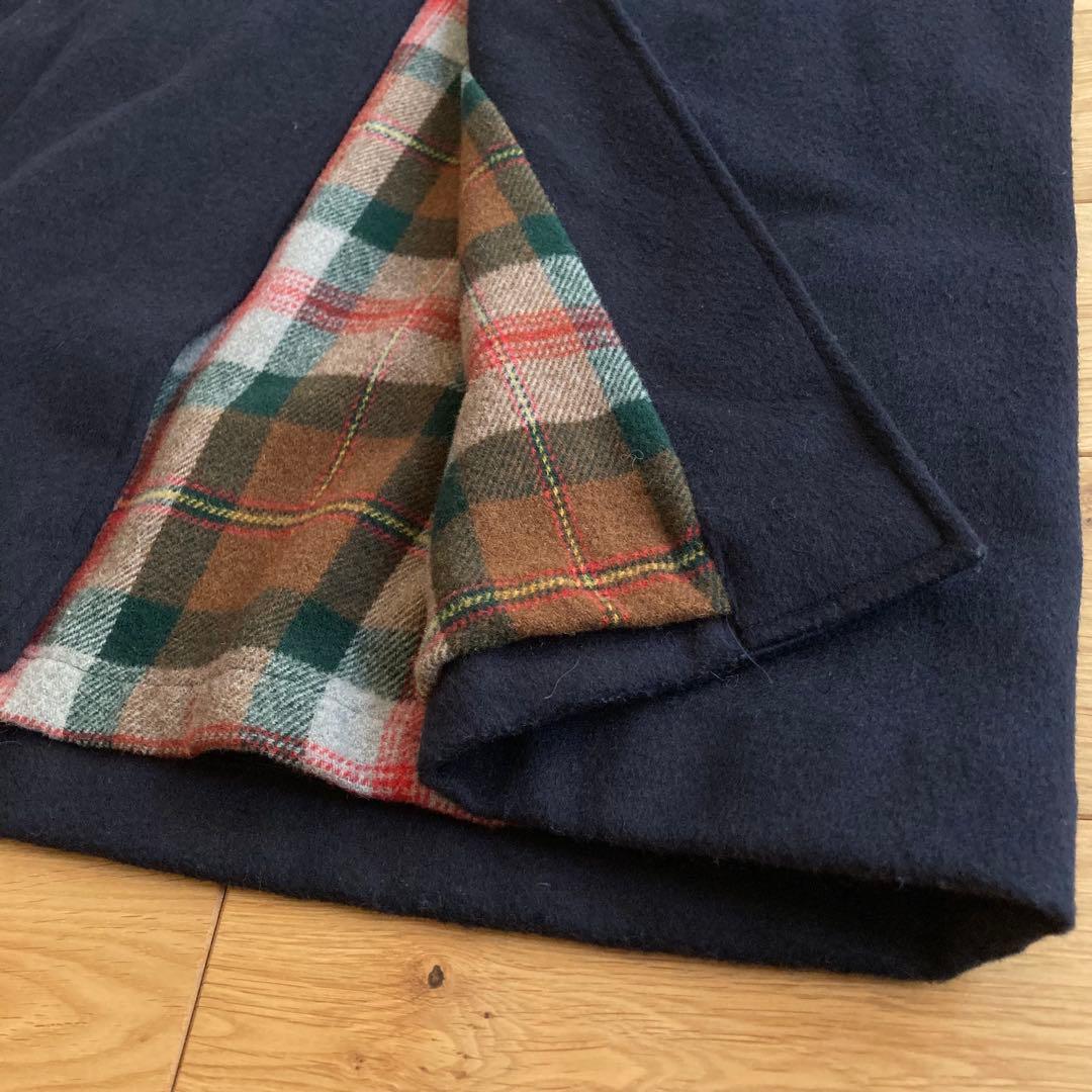 イタリア製 ビンテージ ウールメルトン 2way フーディー ロングコート 紺