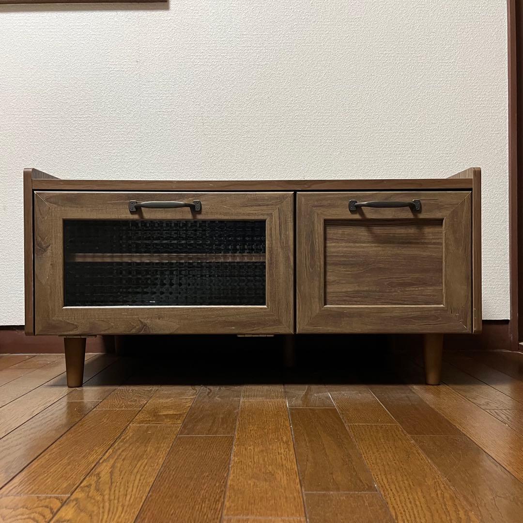 木製テレビ台 ガラス扉・収納付き 幅80 奥行き40 高さ40