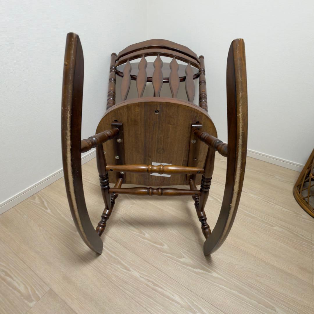 不二貿易 木製ロッキングチェア バリー 肘掛け付 彫刻 1脚