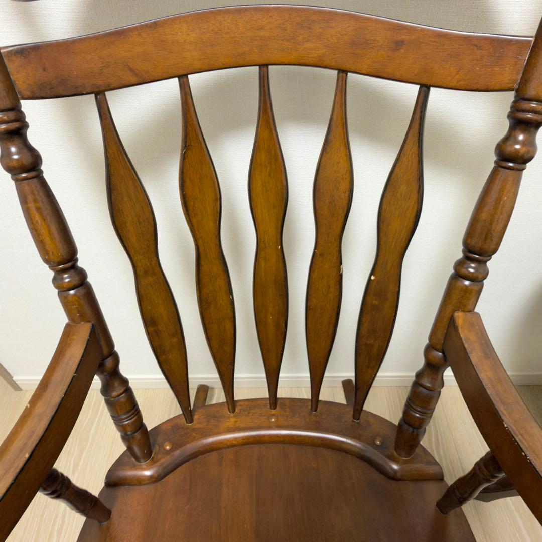 不二貿易 木製ロッキングチェア バリー 肘掛け付 彫刻 1脚