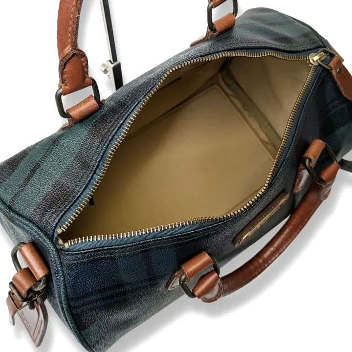 ポロラルフローレン ミニ ボストンバッグ チェック柄 PVC レザー