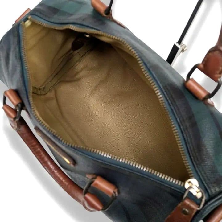 ポロラルフローレン ミニ ボストンバッグ チェック柄 PVC レザー