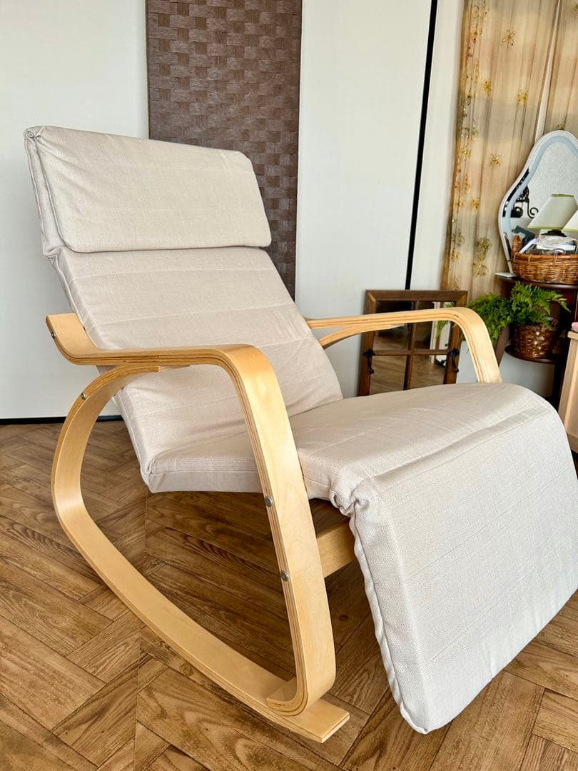 【新品未開封】ロッキングチェア フットレスト5段階調整　木製フレーム