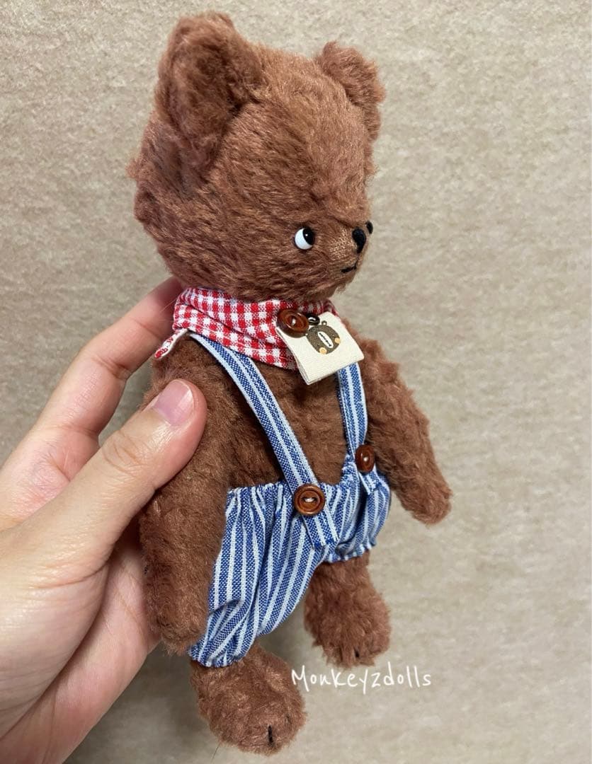 冒険家くまちゃん ぬいぐるみ ハンドメイド 海外作家様 テディベア 熊