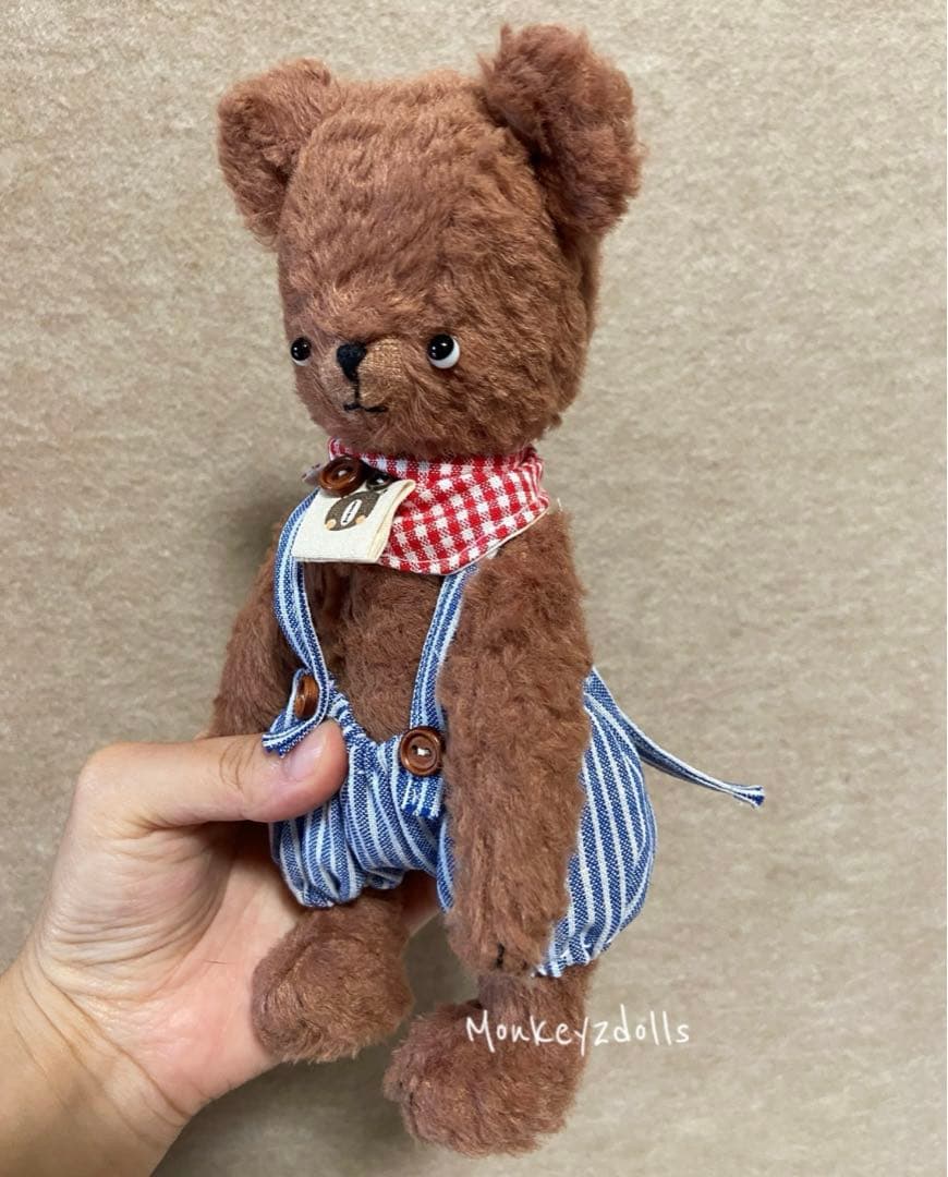 冒険家くまちゃん ぬいぐるみ ハンドメイド 海外作家様 テディベア 熊