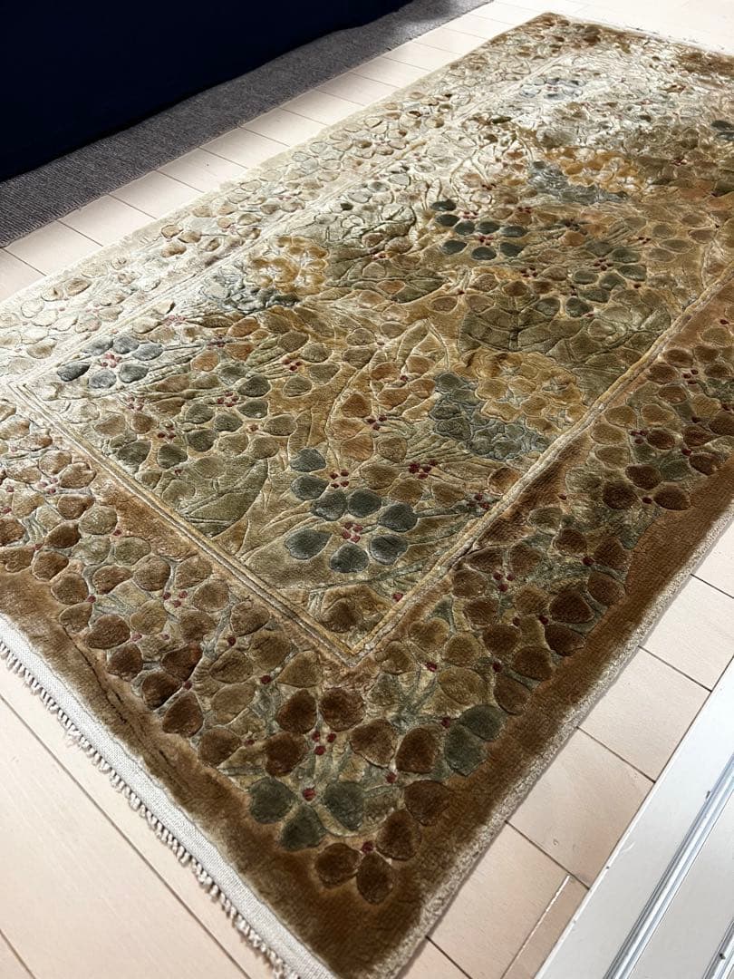 オールド 中国段通 シルク玄関 ラグ 横 123センチ